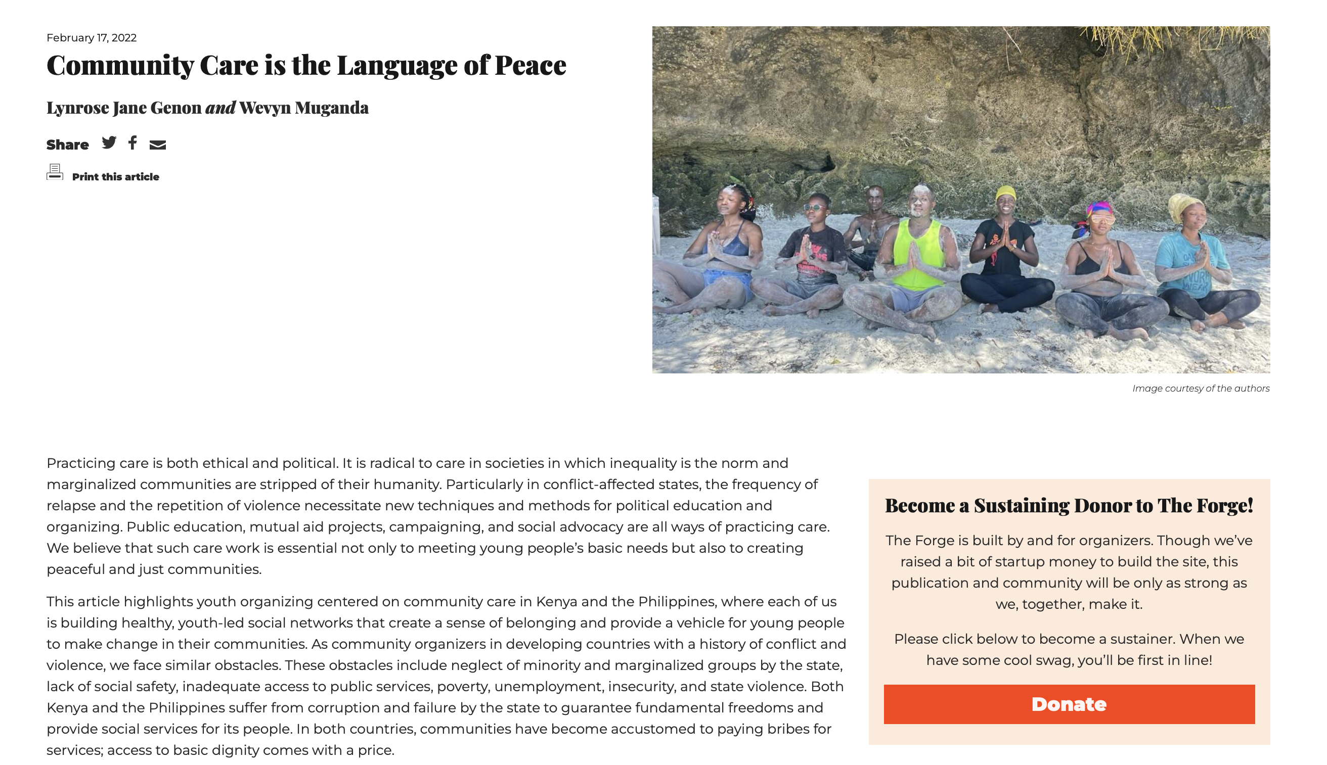 Community Care is the Language of Peace