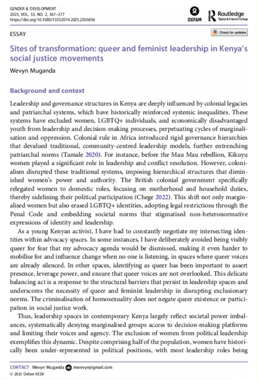 Sites of Transformation: Queer and Feminist Leadership in Kenya's Social Justice Movements